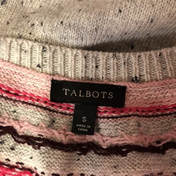 Talbots Pink and Grey Reindeer Fair Isle Sweater - Picture 6 of 7